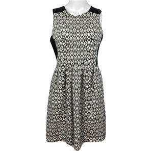 Madewell Dress Womens Sz S Black‎ Ivory Diamond Jacquard Sleeveless Sheath